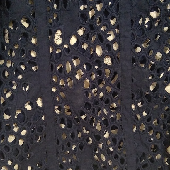 CHICO'S Eyelet Cotton Linen Blend Coat 2 - Picture 3 of 10